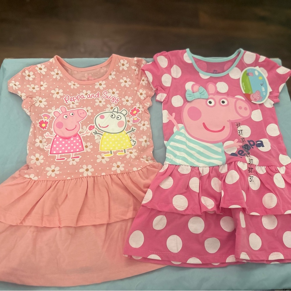 Peppa Pig Pink and White Toddler Dresses NWT